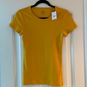 J. Crew fine rib cotton tee, mustard yellow
